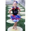 American's Birthday Black Baby Pettitop with Patriotic American Star Ruffles & Red Bow with Sparkle Crystal Bling Rhinestone 4th July Patriotic American Heart Print with Red Bow Patriotic American Star Red White Blue Petal Newborn Pettiskirt NG1526